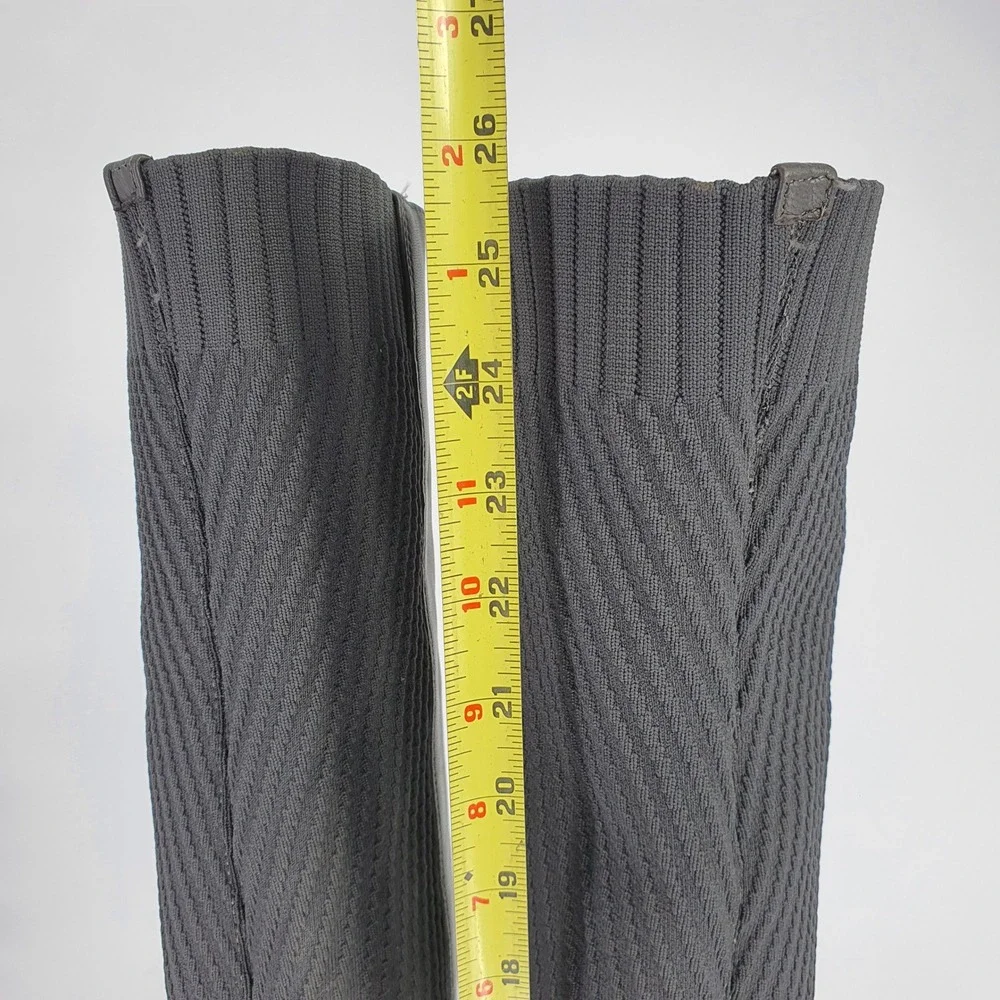 $240 Vince Camuto Majestie Over The Knee Boots Leather Knit Gray 9M Minimalist - Picture 10 of 13
